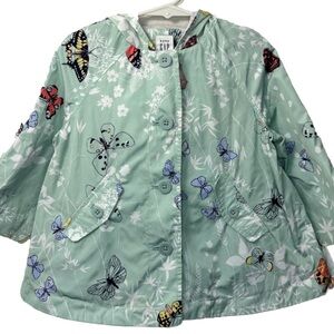 baby gap butterfly print raincoat/ poncho with hood 2t